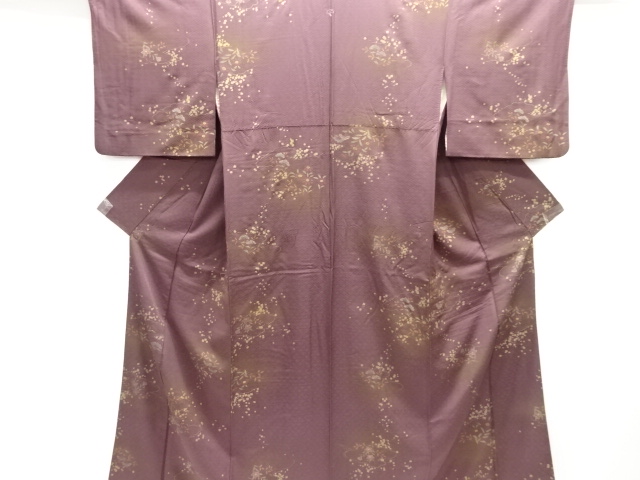 JAPANESE KIMONO / KOMON / SILK / CLOUDS & AUTUMN PLANTS / SINGLE CREST